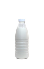 Full Plastic Bottle of Milk isolated on white Background