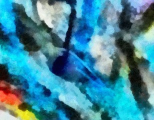 Close up oil paint abstract background. Art textured brushstrokes in macro. Part of painting. Old style artwork. Dirty watercolor texture. Modern pattern. Chaotic splashes. Multi-colors design.