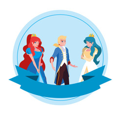 prince charming and two princess of tales characters
