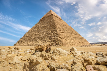 Fototapeta na wymiar Pyramid of Khafre and stones