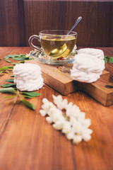 green tea with marshmallow