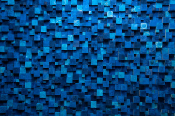 Wall texture with wood cube for background, painted blue