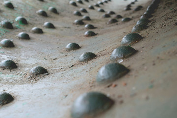 water dold rivets on the sheet metalrops on glass