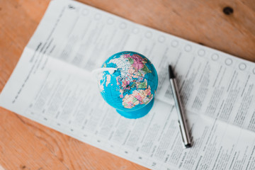 Ballot Card for the European Election with Globe and Pen