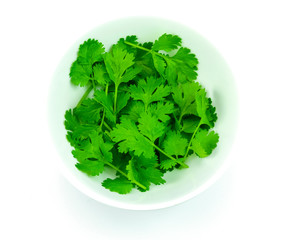 top view of corinader on white bowl