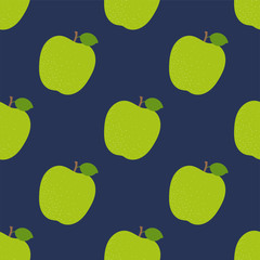 Apple seamless pattern. Hand drawn fresh fruit. Vector sketch background. Fashion design. Food print for clothes, kitchen tablecloth, curtain or dishcloth