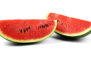 Watermelon slices on white background