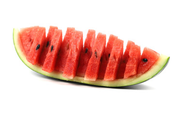 Watermelon slices on white background with selective focus