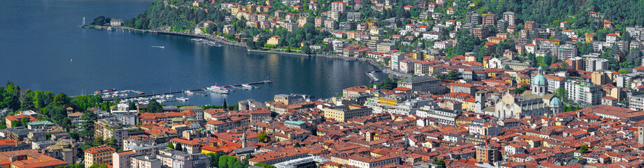 Como - The panorama of the City with the Cathedral and lake Como.