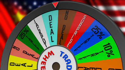 US China Trade War Fortune Wheel 3D Illustration