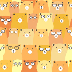 Seamless pattern with cute bear background, Cute bear doodle art for kids, Vector illustrations for gift wrap and fabric design.