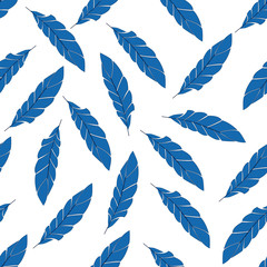 Fototapeta na wymiar Seamless pattern with feathers on a white background