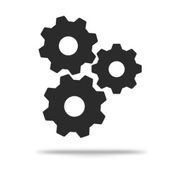 Flat gear icon Simple, modern look Isolated on a white background.