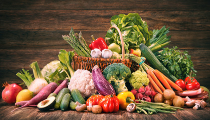 Selection of organic food for healthy nutrition