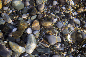 Sea stones under water texture