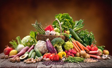 Selection of organic food for healthy nutrition - Powered by Adobe