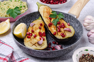 Fried eggplant with couscous