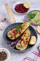 Fried eggplant with couscous