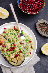 Fried eggplant with couscous