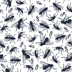 Obraz na płótnie Canvas flies, seamless pattern. vector illustration