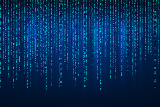 Abstract Technology Binary code Background with binary data fall from the top of the screen.Digital binary data and Secure Data Concept