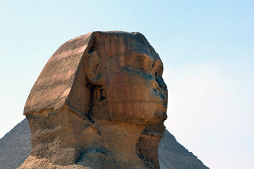 Fototapeta na wymiar The Sphinx and the great Pyramid, Giza