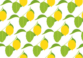 seamless pattern with lemons on white background