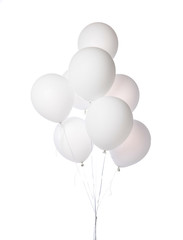 Bunch of blue latex white round balloons composition for birthday or valentines day party isolated - 269850949