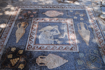 Mosaic floor in Bodrum fortress historical fortification located in the port city of Bodrum, Turkey