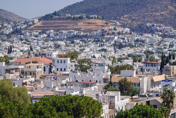 Fototapeta na wymiar Aerial view from Bodrum fortress historical fortification located in the port city of Bodrum, Turkey