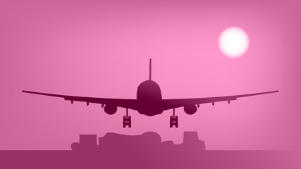 Plane on the rose pink background vector illustration
