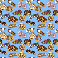 Vector illustration sketch bakery. Vintag card menu.