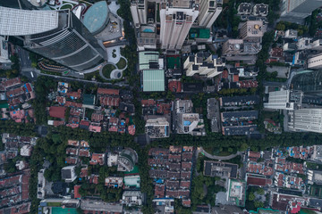 Aerial view of business area and cityscape in the dawn, West Nanjing Road, Jing` an district,...