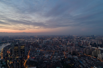 Fototapeta na wymiar Aerial view over The Bund, Shanghai