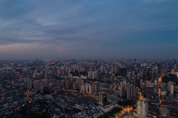 Naklejka na ściany i meble Aerial view over The Bund, Shanghai