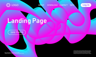 Fototapeta premium Landing page template. Abstract fluid