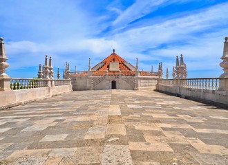 On top of the roof of Sao Vicente de Fora in Lisbon in