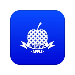 Organic apple icon blue vector isolated on white background
