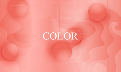 Coral color background. Fluid shapes pattern.