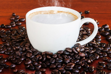 Coffee white cup with seed