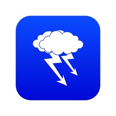 Lightning cloud icon digital blue for any design isolated on white vector illustration