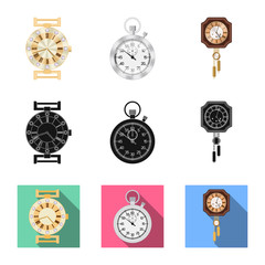 Fototapeta na wymiar Isolated object of clock and time icon. Collection of clock and circle stock vector illustration.