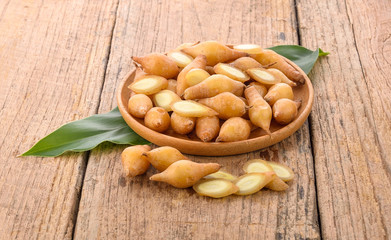 Fingerroot on wooden background