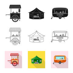 Vector illustration of market and exterior symbol. Set of market and food stock symbol for web.