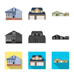 Isolated object of building and front symbol. Collection of building and roof vector icon for stock.