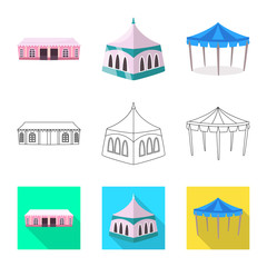 Vector illustration of roof and folding symbol. Collection of roof and architecture stock vector illustration.