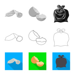 Vector design of dump  and sort icon. Set of dump  and junk vector icon for stock.