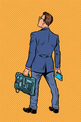 businessman with briefcase and phone