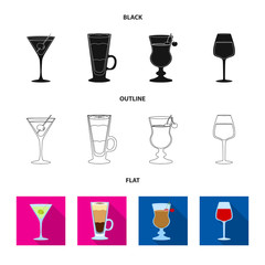 Vector illustration of liquor and restaurant sign. Collection of liquor and ingredient stock vector illustration.