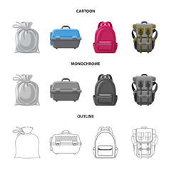 Vector illustration of suitcase and baggage icon. Collection of suitcase and journey stock vector illustration.